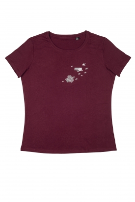 T-shirt éco-responsable femme - la tortue - bordeau