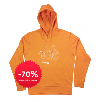 Sweat homme Bio - orange - Motif pieuvre