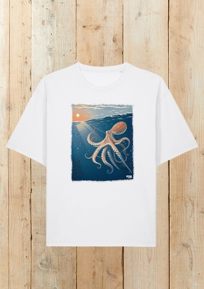Tee-shirt blanc unisexe Le poulpe