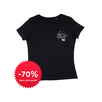 T-shirt femme éco-responsable - le poulpe - Noir